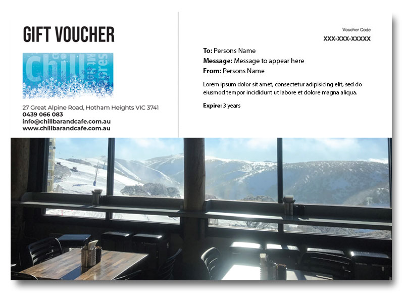 chill bar and cafe voucher